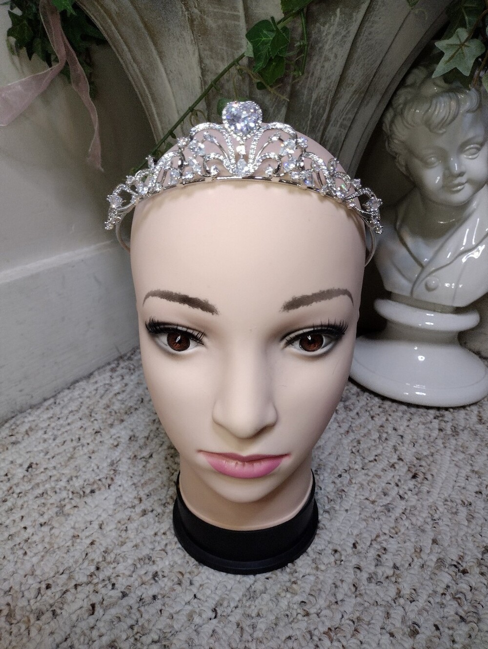 Believe By Brilliance Silver & Heart Shaped Cubic Zirconia Bridal Tiara